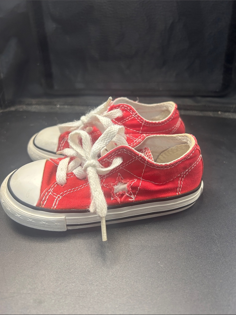 Converse Kids Red Canvas Low-Top Sneakers with White Laces